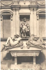Florence Italy Tomb of Giuliano de' Medici Medici Chapels Vintage Postcard