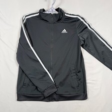 Adidas Kids XL 18/20 Gray Full Zip Track Jacket 3-Stripe Sportswear Mock Neck