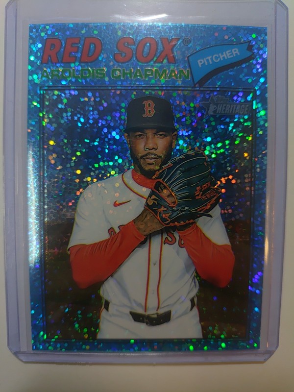 2026 Topps Heritage - Aroldis Chapman #359 Chrome Light Blue Sparkle Refractor