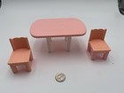 VTG Dollhouse Miniature 1:12 Plastic Dining Room Set Table & 2 Chairs Pink/Beige — photo 2