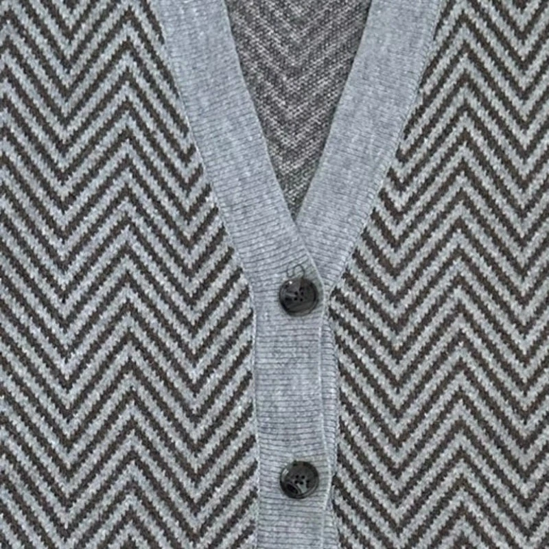 Cárdigan Suéter Ann Taylor Mujer XXL Chevron Tejido Marrón Gris De Gran Tamaño Acogedor  Foto 2 de 4