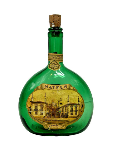 Vintage Green Mateus Rose Portugal Sogrape Still Empty Wine Bottle 8 1/2" Tall