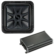 Kicker 44L7S154 Car Audio Solobaric 15" Subwoofer and 46CXA12001 Sub Amp Bundle