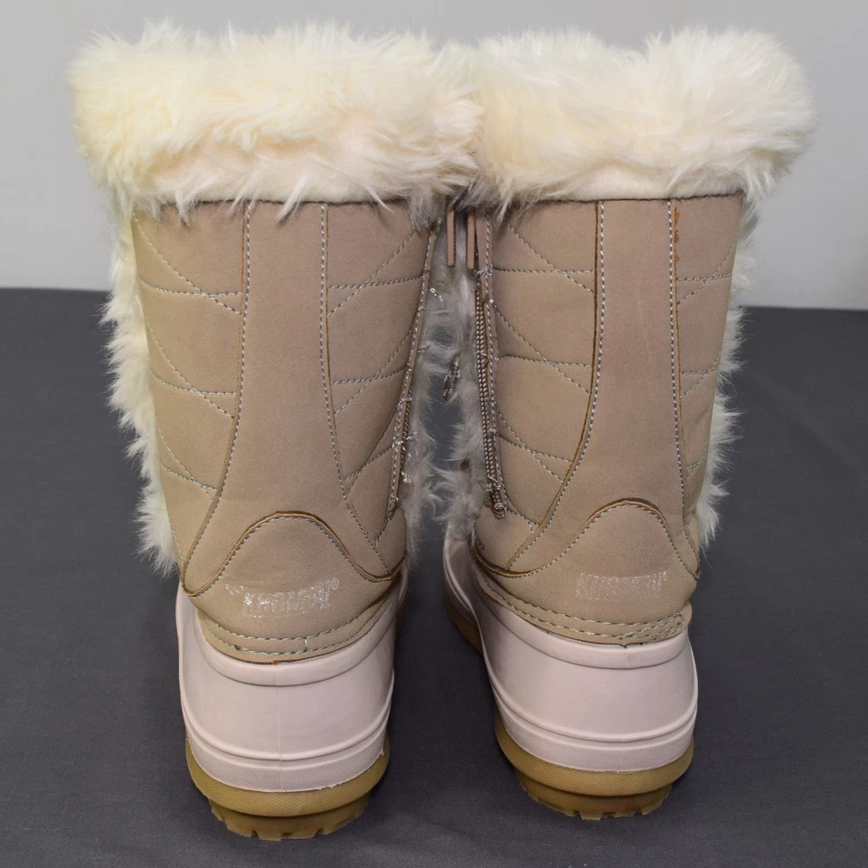 Khombu Andalyn девочек высокий зимний снег загрузки искусственного меха шнурует вверх молнии розовый бежевый 4 - Изображение 3 из 4