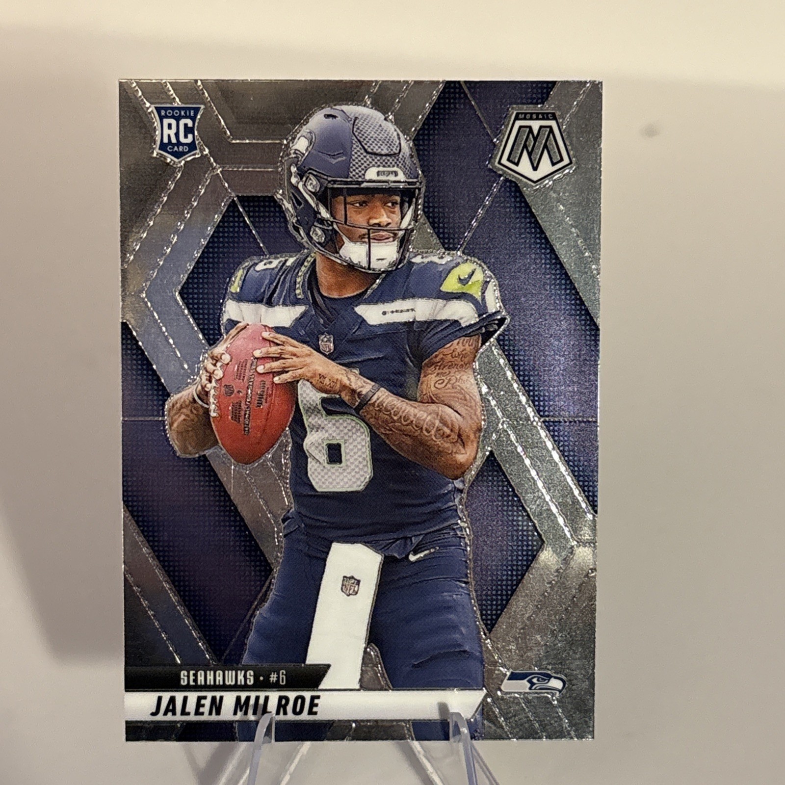 Jalen Milroe Rookie Silver RC | 2025 Panini Mosaic | #322 Seattle Seahawks