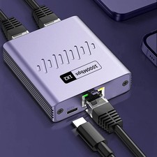 RJ45 Gigabit Ethernet Splitter 1000Mbps LAN Network Internet 1 to 2 Out Adapter