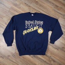 Vintage US Navy Grandma Crewneck Sweatshirt Adult XL Blue Military USA Made