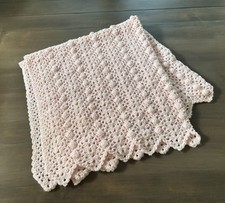 Crochet Baby Blanket Pastel Color Pink Handmade Throw Afghan Kids 36x36