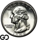 1945 Washington Quarter, Gorgeous Superb Gem BU++