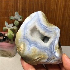 Natural blue chalcedony agate Crystal gemstone rough original Specimen A2632