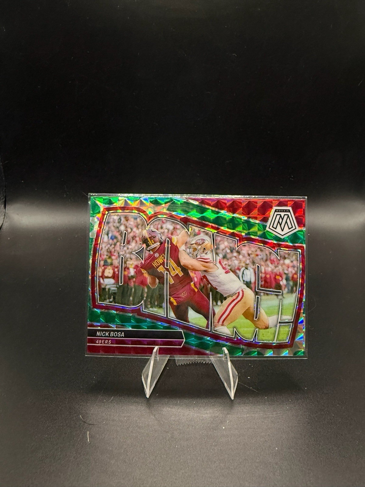 2024 Mosaic Nick Bosa Bang! Green Prizm #9 Francisco 49ers
