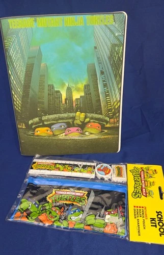 Vintage Teenage Mutant Ninja Turtles School Kit 1989 and 3 ring Binder