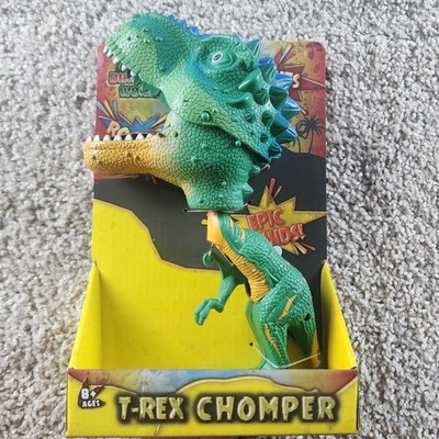 Green Dinosaur World T-Rex Chomper Toy Ages8+ Light & Sounds Pull Trigger 