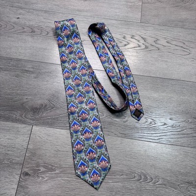 Robert Talbott Best of Class Mens Silk Tie XL Blue Green Floral HandmadeUSA