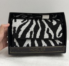 Rachel Zoe Black & White Zebra Beaded Shoulder Bag NWT in Box