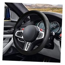 14.5"-15" Car Steering Wheel Cover, Microfiber Leather Cover, Anti-Slip Black
