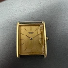 Seiko Watch Men 25mm Gold Dial Gold Tone CRACKED CRYSTAL 6020-5050 New Battery