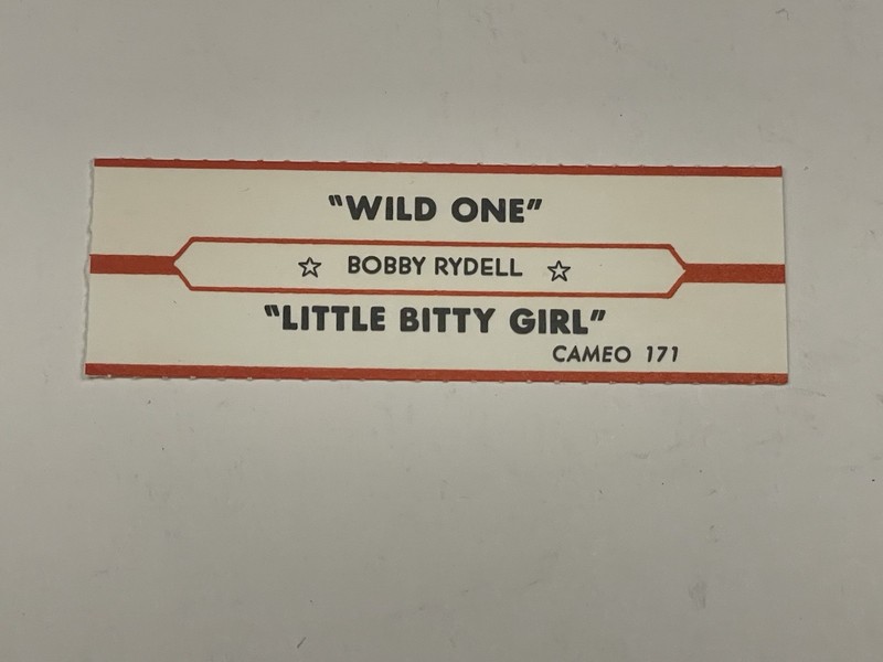 Jukebox Title Strip Bobby Rydell Wild One Little Bitty Girl Cameo