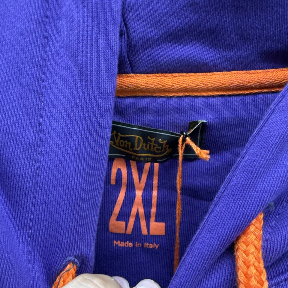 冯荷兰全新紫色连帽衫 XXL 意大利制造图形老虎布贴街头服饰 — 第 4/4 张图片