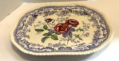 Spode Copeland Mayflower  Purple Platter Gadroon Edges 13'' x 10'' Only Display