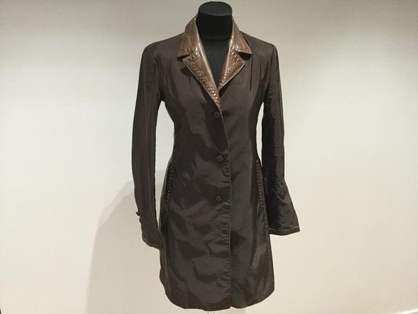 Women Ermanno Scervino Trench Coat Brown Leather