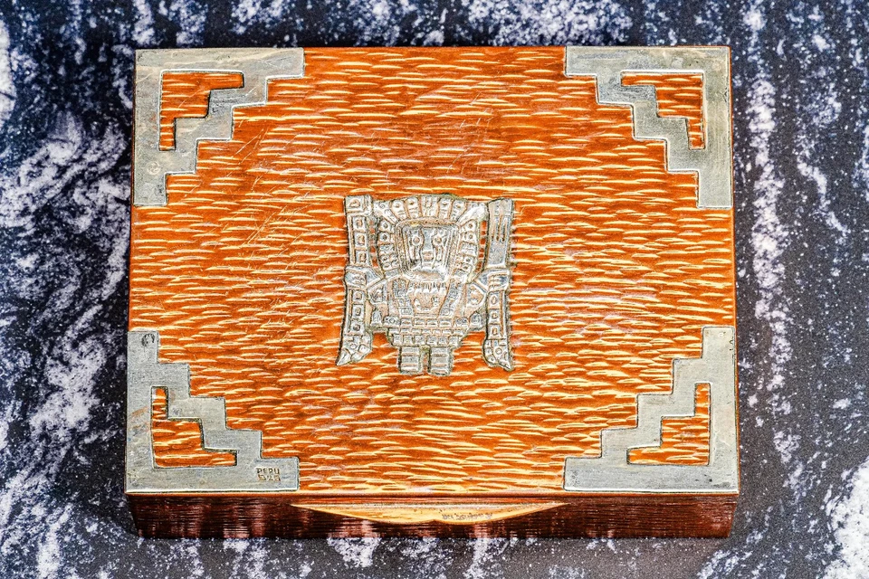 Joyero vintage de metal limpio cobre plata esterlina Sudamericano Perú Inca Foto 2 de 4