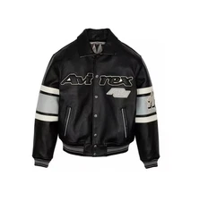 Men's Avirex Real Leather Bomber Jacket American Flight Leather Jacket