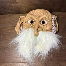 VTG 2002 The Paper Magic Group Halloween Rubber Mask Old Man Wizard Long Beard