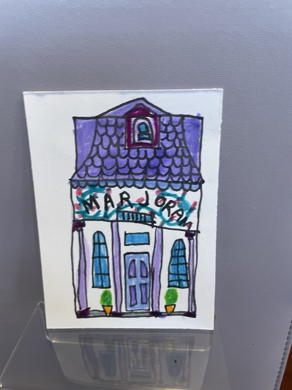 ACEO Original Lenox spice village Marjarom House glitter marker Color Pencil