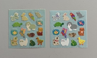  2 Sandylion Stickerabschnitte - Mini Kleintiere - Pearly/Kromekote 