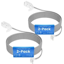 2-Pack 2 Prong Extension Cord 4FT 90 Degree Plug SPT-2 Flat Nylon Braided Pow...