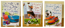 SON FOILED/GLITTER  BIRTHDAY CARDS MALE TEEN/ADULT FOOTBALL SPORTS CAR PARTY FUN