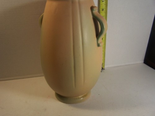 Beautiful vintage C. 1930's Weller Wild Rose 11" tall matte peach Vase READ - Picture 4 of 10