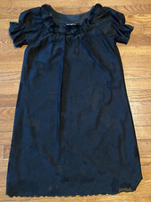 K Studio Collection Dress Size 6 Black Rose Ribbon Short Sleeves eyelet overlay