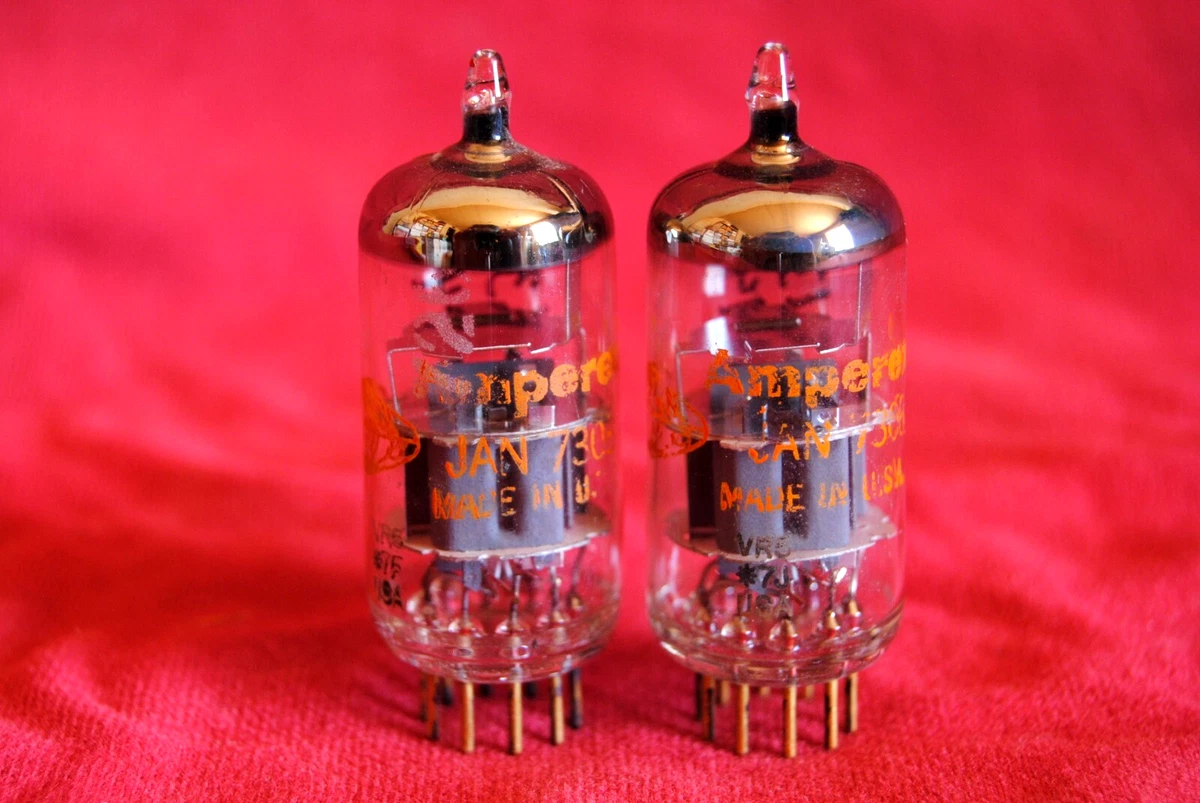 Amperex JAN-7308/E188CCーSQ GOLD PIN/6DJ8 Amperex 7308 E88CC E188CC ECC88 6DJ8 6922 O getter Gold pins USA