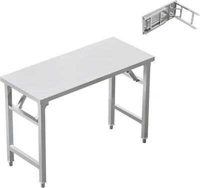 Folding Stainless Steel Table for Kitchen Outdoor Camping Maintenance Room
