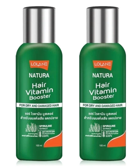 2 x Lolane Natura Hair Vitamin Booster For Dry Damaged Hair Non Sticky 100 ml.