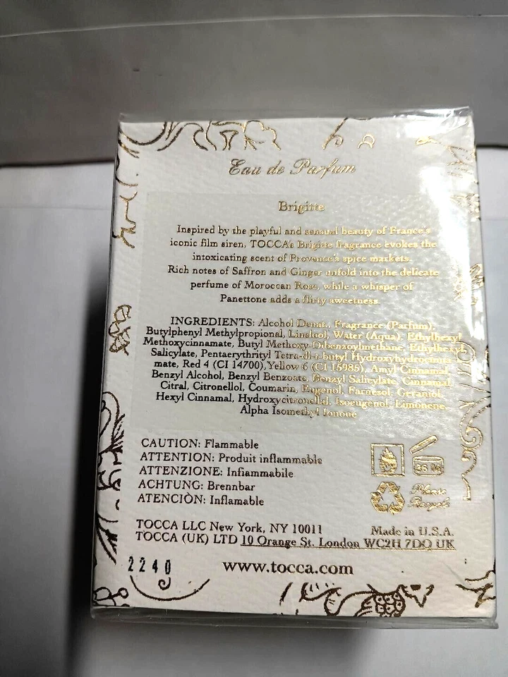TOCCA Brigitte Eau de Parfum 1.7 fl oz / 50 ml Auténtico Nuevo en Caja, Sello de Fábrica Raro Foto 2 de 4