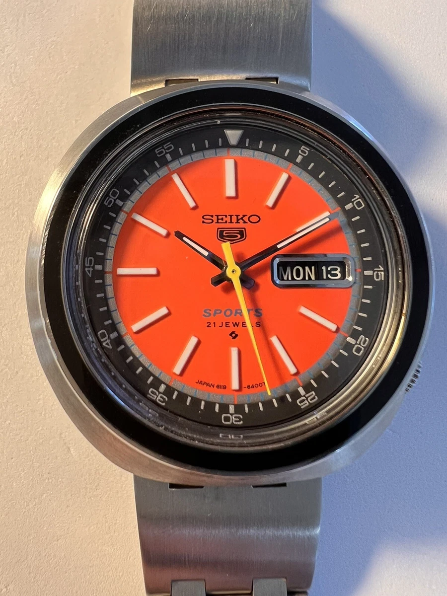 SEIKO 5 sport vintage UFO Orange Dial 21 Jewels 6119-6400