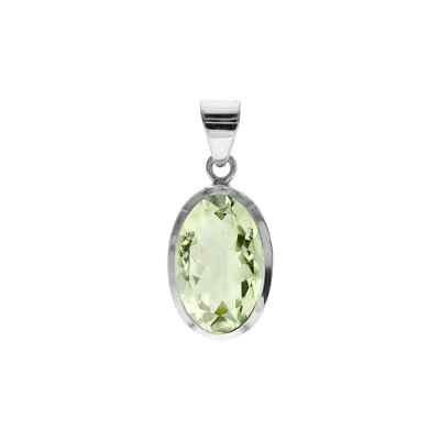 Ovaler grüner Amethyst Anhänger Sterlingsilber 925 gepunzt alle Kettenlängen