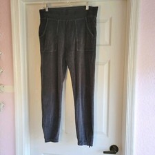 Athleta gray velour Lounge pants size M track pants Leggings athleisure travel