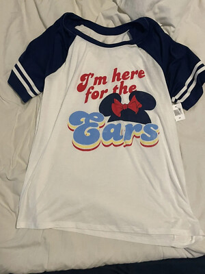 Disney Parks I m Here For The Ears Women s Graphic T-Shirt Size 1X White NEW