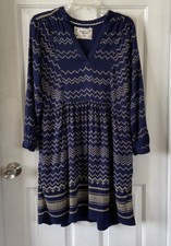 Holding Horses Anthropologie Dress Boho Blue Long Sleeve Size Small
