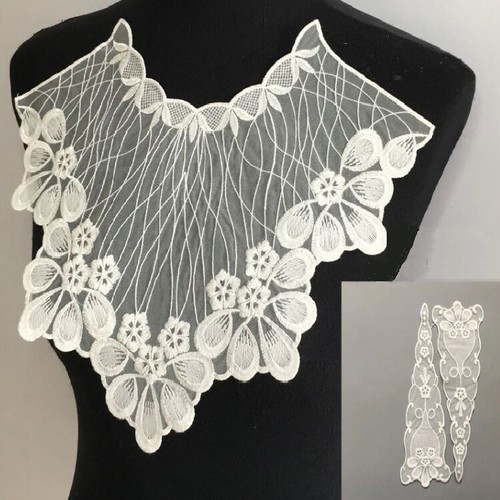 Faux Col En Dentelle Florale Avec Perles - Col Amovible Pour Robe Ou Chemise, DIY, Couleur Jaune