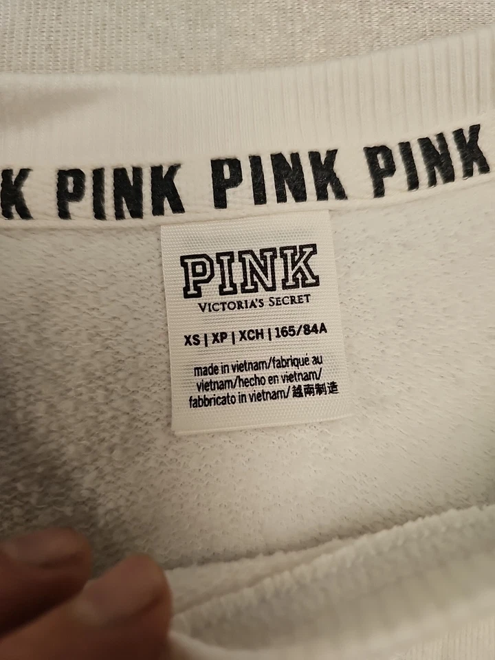 Sudadera Rosa Victoria's Secret Para Mujer XS Manga Larga Gráfico Azul Blanco Foto 4 de 4