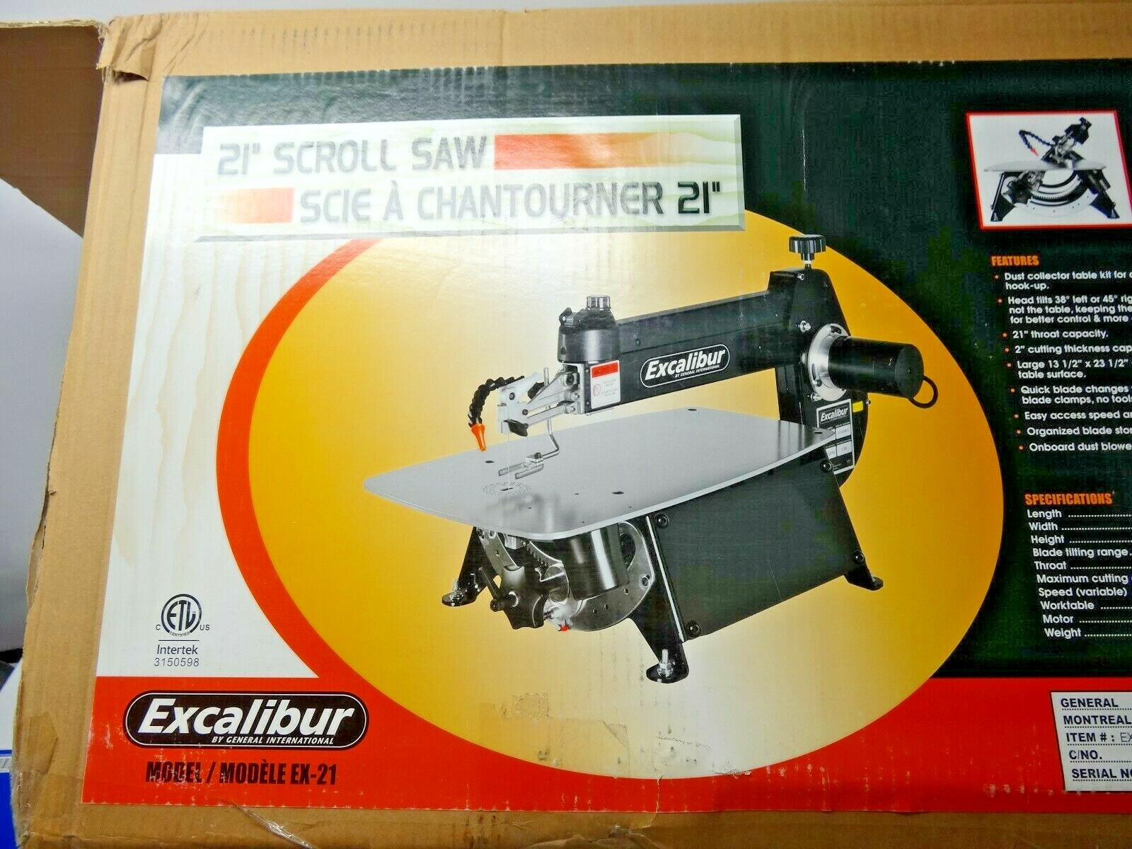 EX-21 21 inch Tilting Head Scroll Saw 