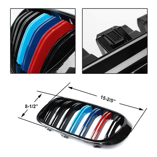 SNA F25 BMW Grill M Stripe Covers SnAF-G0109 two Pc Set - Foto 5 di 6