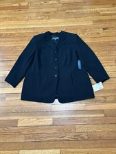 Alex Garfield & Marks Womens Blazer Jacket Sz 16p Petite Black Vintage NWT $336