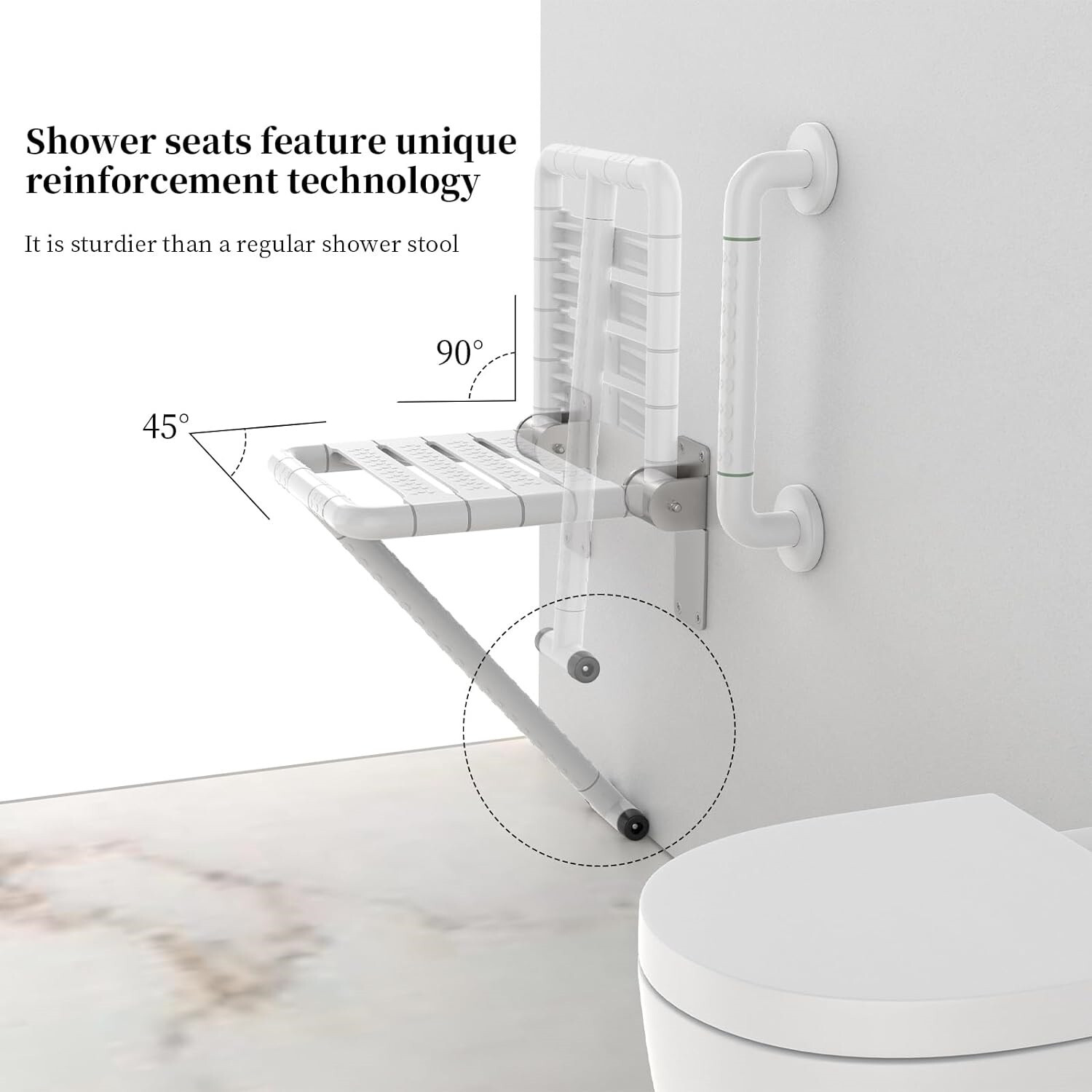 Folding Shower Seat Wall Mounted Shower Bench 550LB Load Bearing Shower Chair | eBay