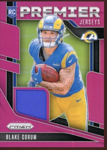 2024 Panini Prizm Premier Jerseys Pink Relic #PJ-BCM Blake Corum Rookie LA Rams